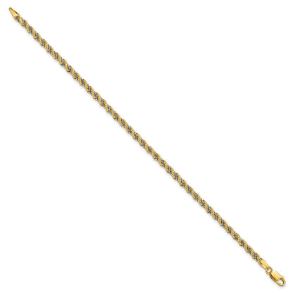 14K Bicolor Poliert Strukturiert Kordel Armband