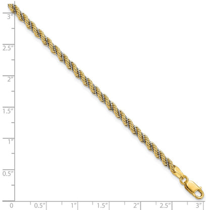 14K Bicolor Poliert Strukturiert Kordel Armband