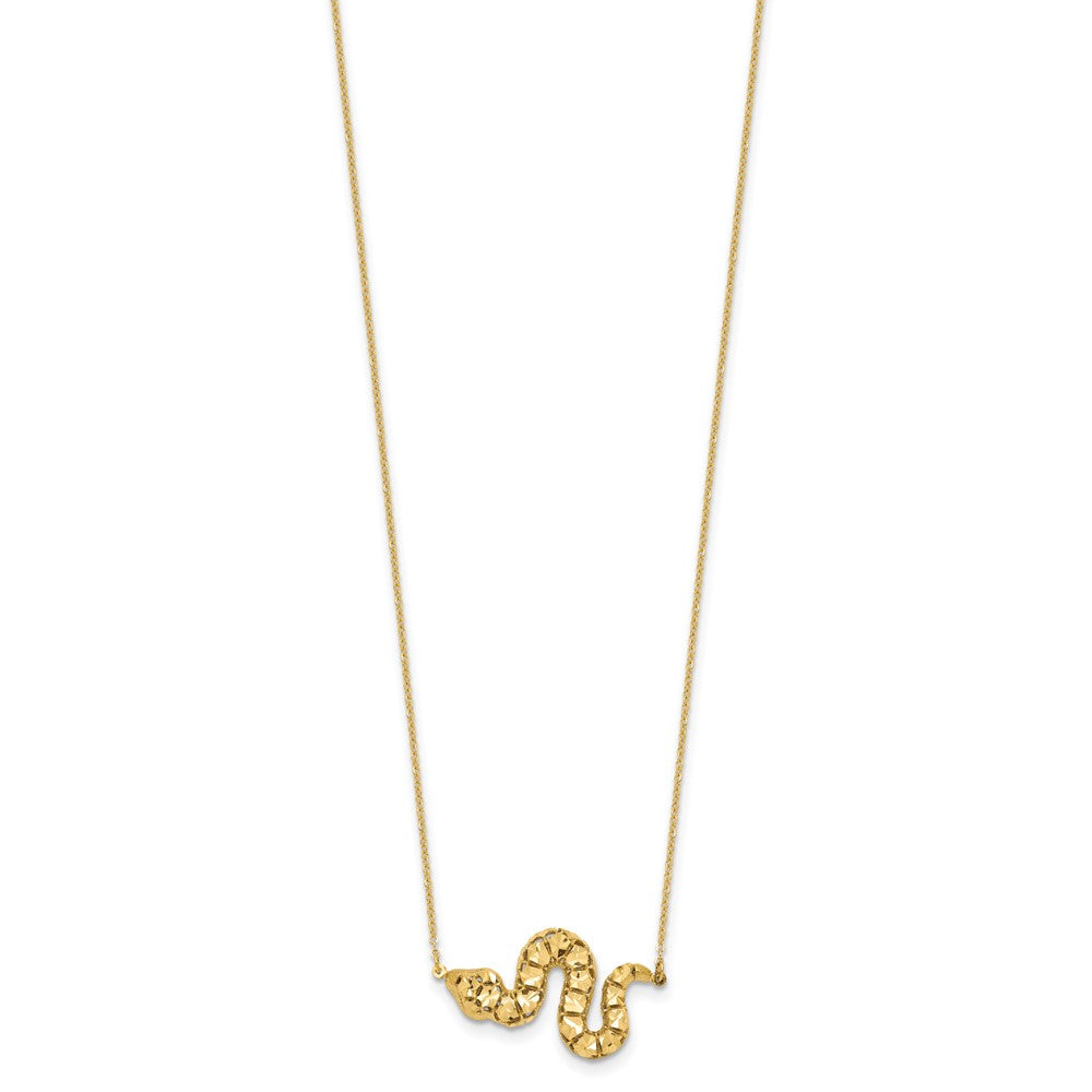 14K Gelbgold Diamantiert Schlange Halskette