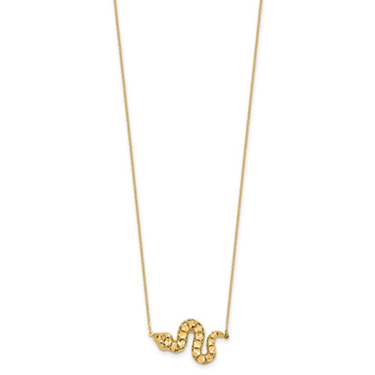 14K Gelbgold Diamantiert Schlange Halskette