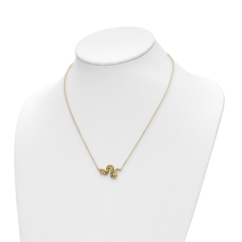 14K Gelbgold Diamantiert Schlange Halskette