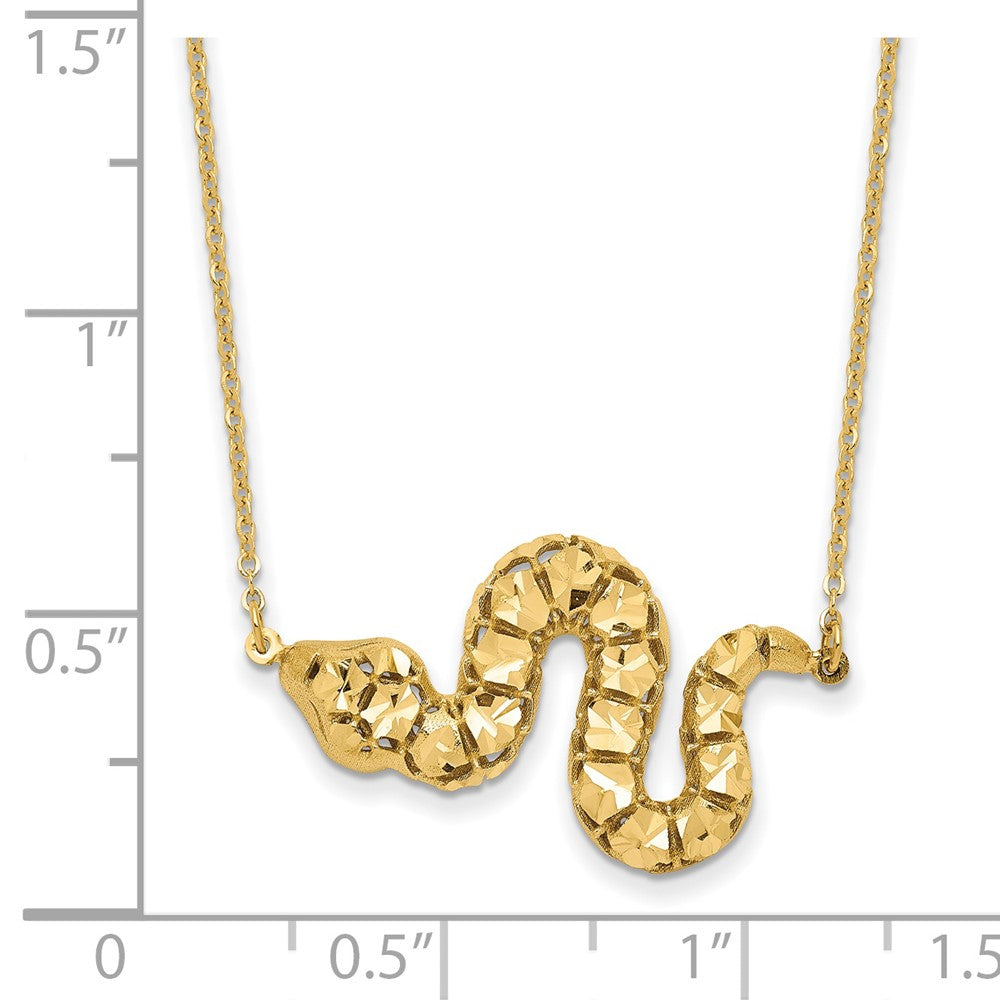 14K Gelbgold Diamantiert Schlange Halskette