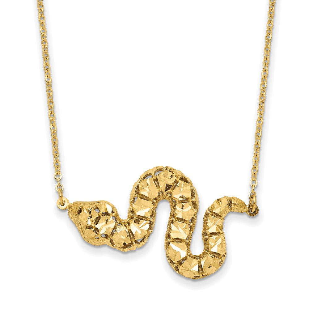 14K Gelbgold Diamantiert Schlange Halskette