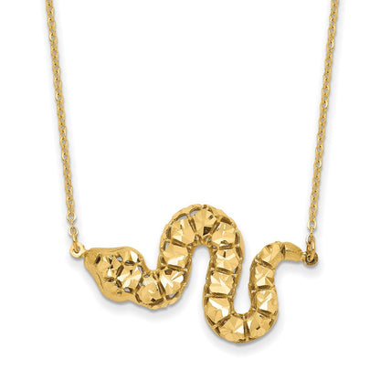 14K Gelbgold Diamantiert Schlange Halskette