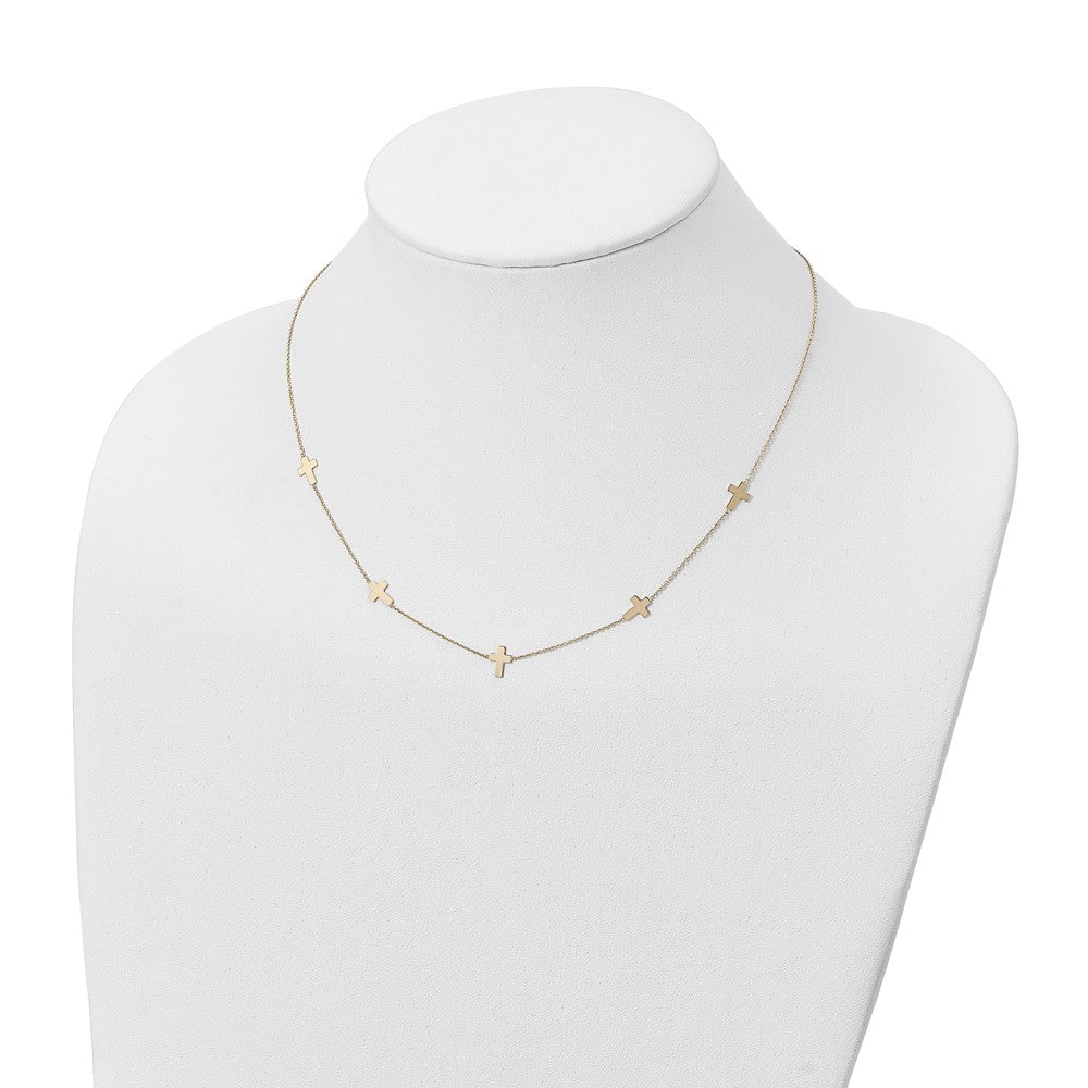 14K Gelbgold Poliert Kreuz Halskette
