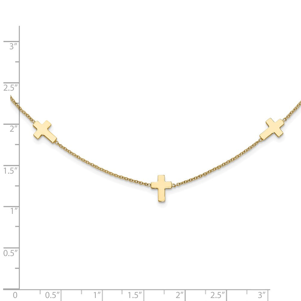 14K Gelbgold Poliert Kreuz Halskette