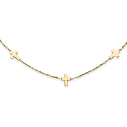 14K Gelbgold Poliert Kreuz Halskette