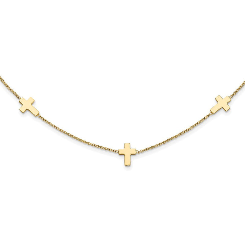 14K Gelbgold Poliert Kreuz Halskette