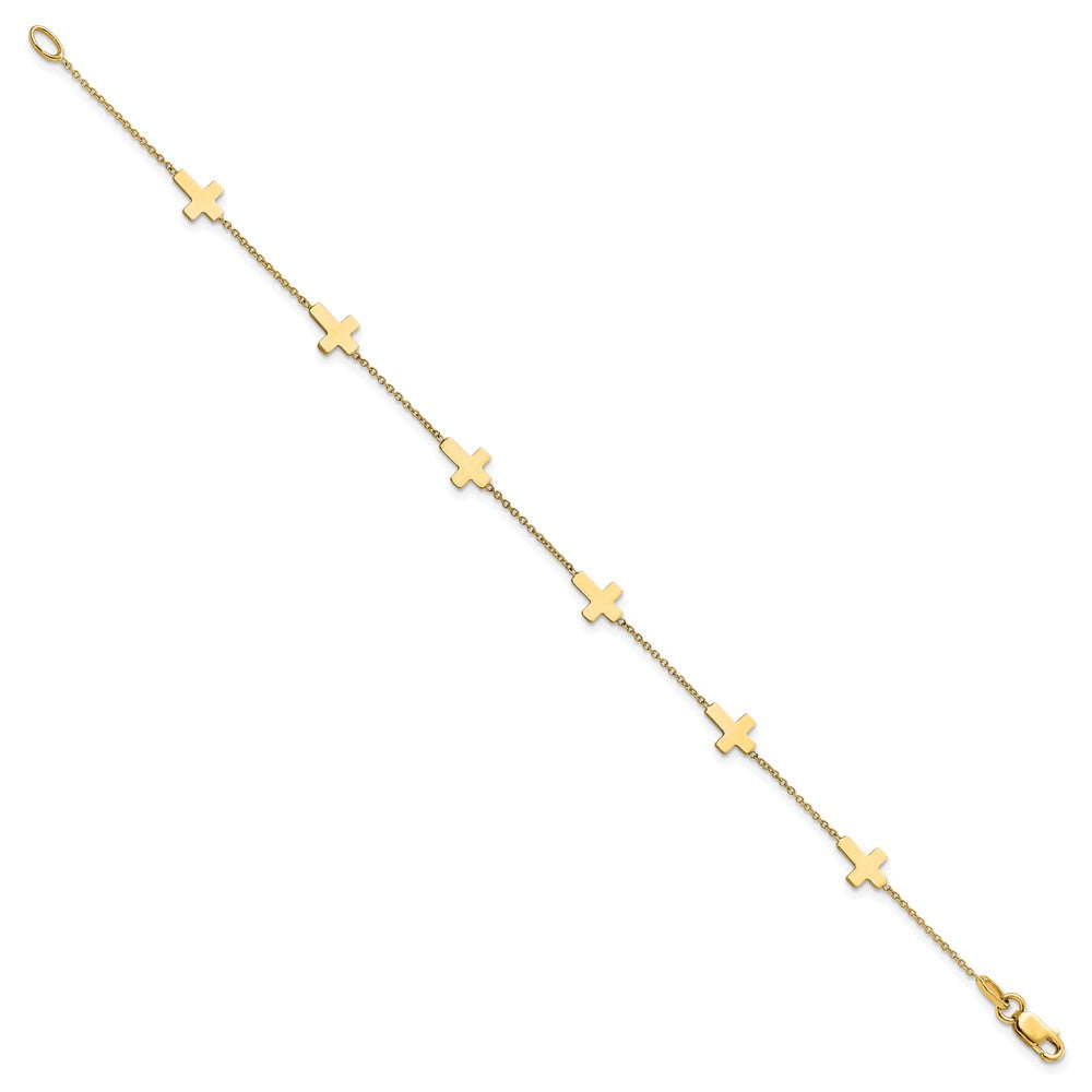 14K Gelbgold Poliert Kreuz Armband