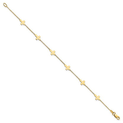14K Gelbgold Poliert Kreuz Armband