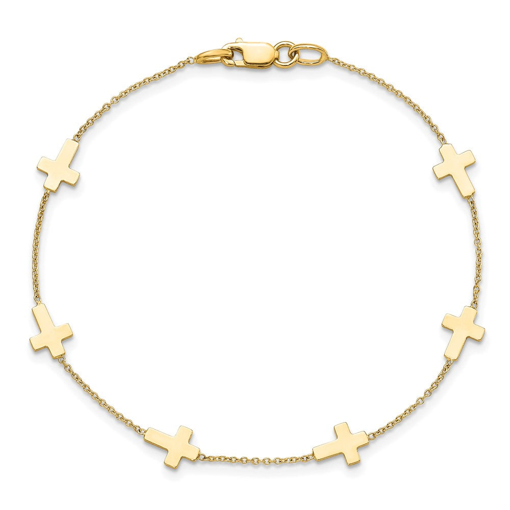 14K Gelbgold Poliert Kreuz Armband