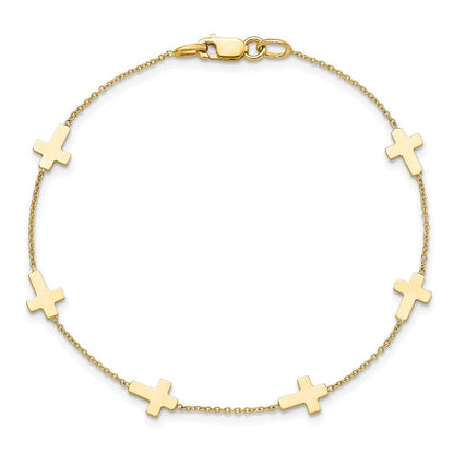 14K Gelbgold Poliert Kreuz Armband