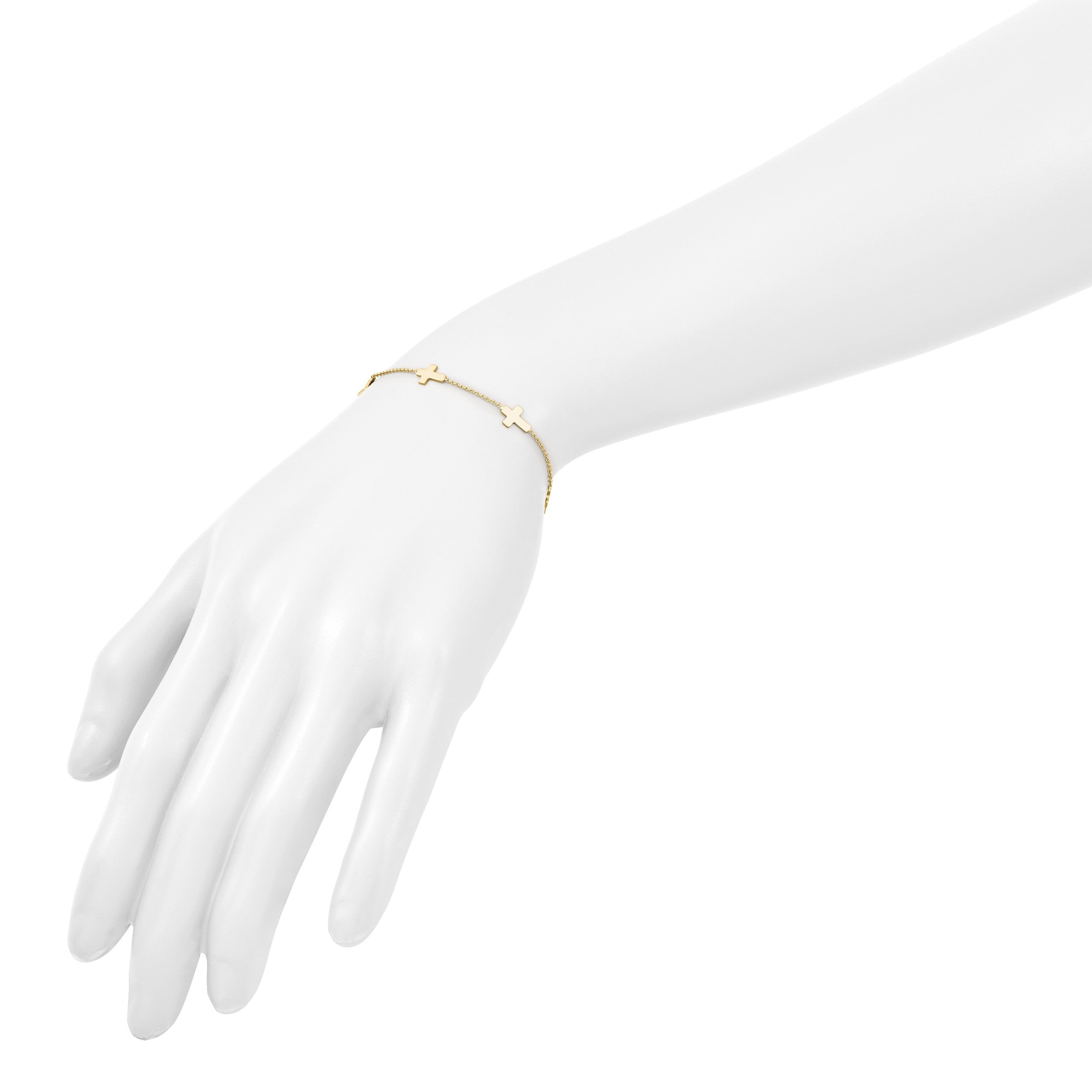 14K Gelbgold Poliert Kreuz Armband