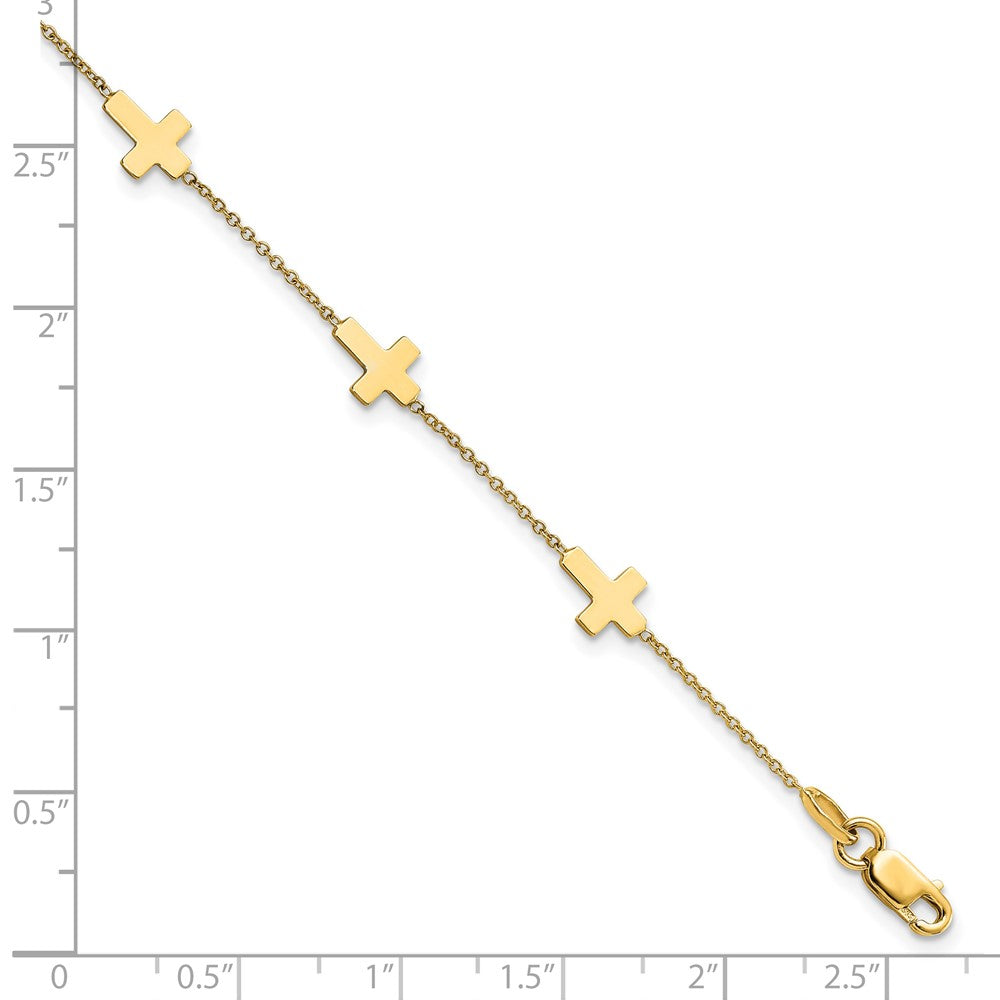 14K Gelbgold Poliert Kreuz Armband