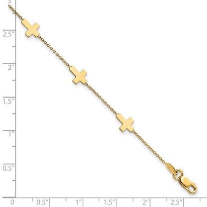 14K Gelbgold Poliert Kreuz Armband