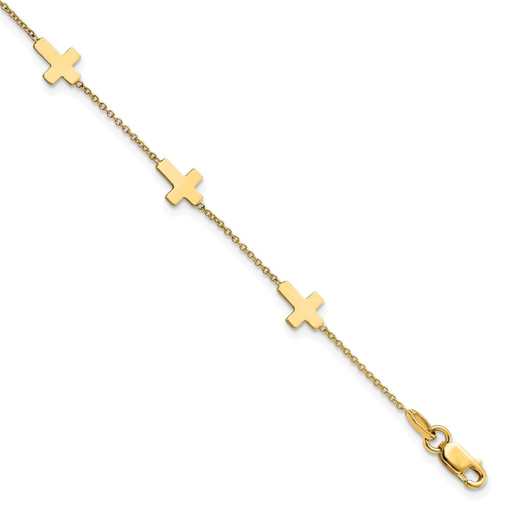 14K Gelbgold Poliert Kreuz Armband