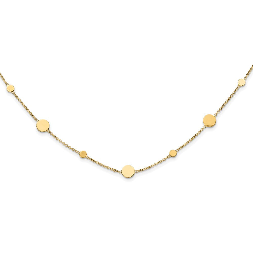 14K Gelbgold Poliert Plättchen Halskette