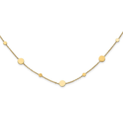 14K Gelbgold Poliert Plättchen Halskette