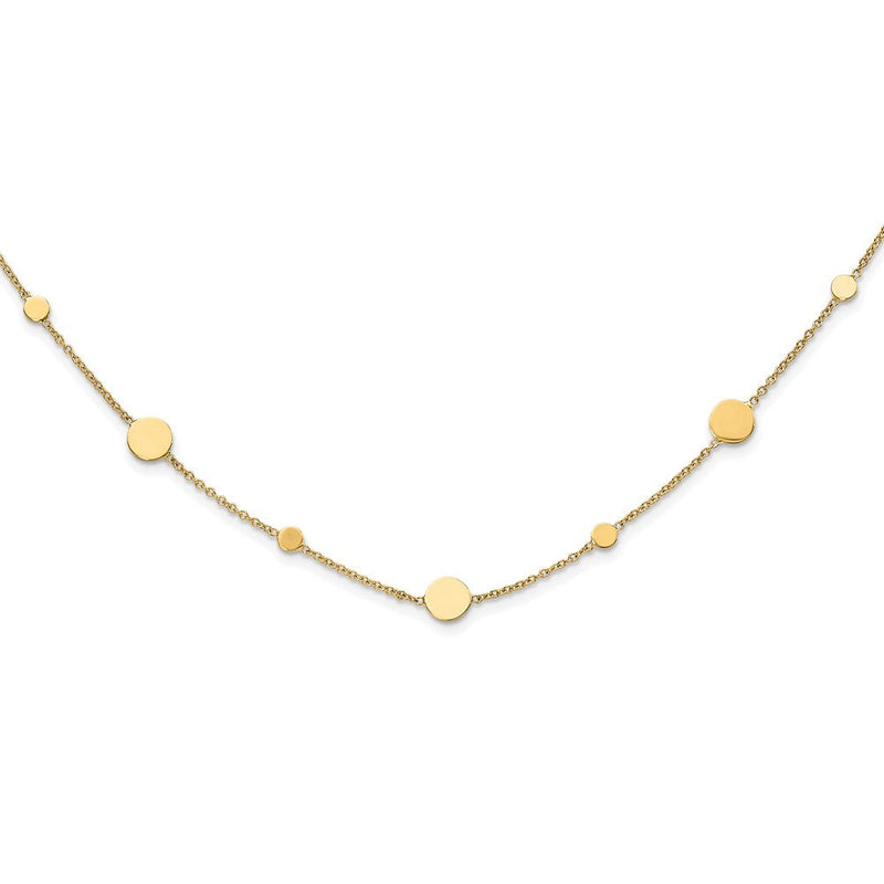 14K Gelbgold Poliert Plättchen Halskette