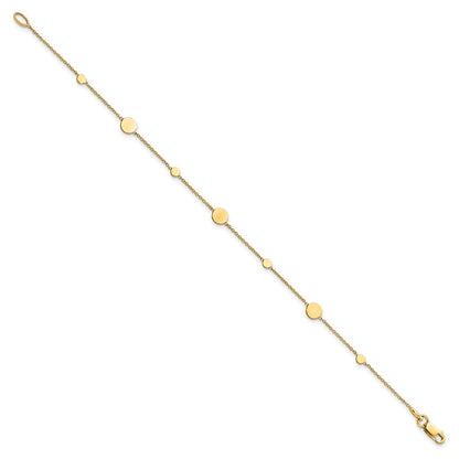 14K Gelbgold Poliert Plättchen Armband