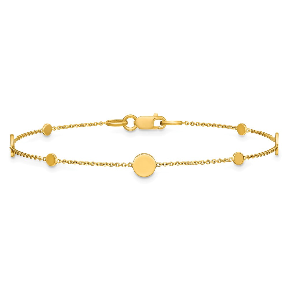 14K Gelbgold Poliert Plättchen Armband