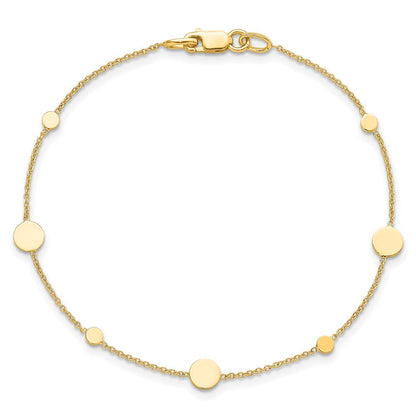 14K Gelbgold Poliert Plättchen Armband