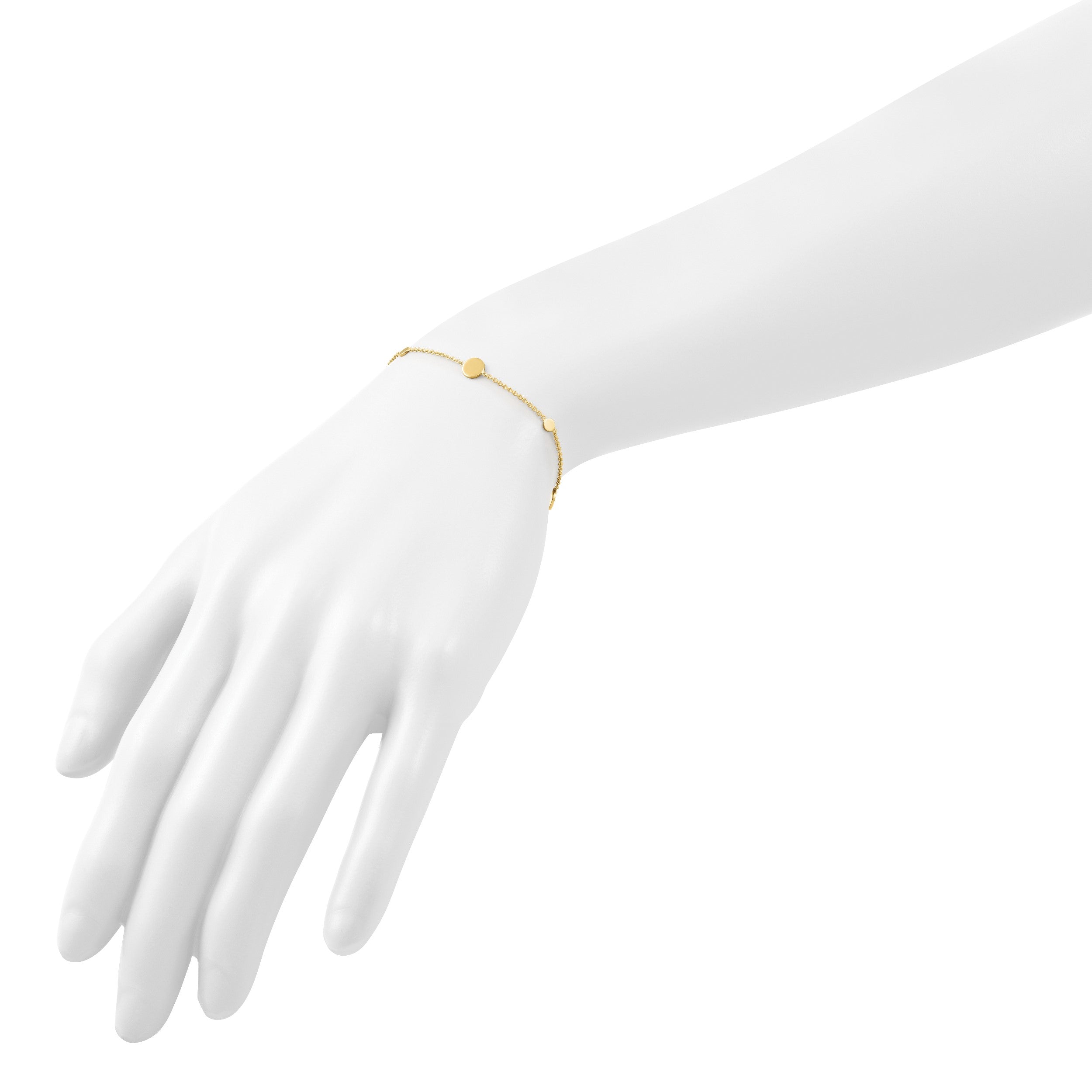14K Gelbgold Poliert Plättchen Armband