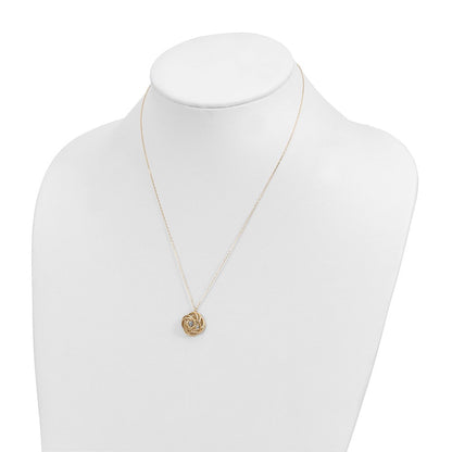 14K Bicolor Poliert Diamantiert Liebe Knoten Halskette