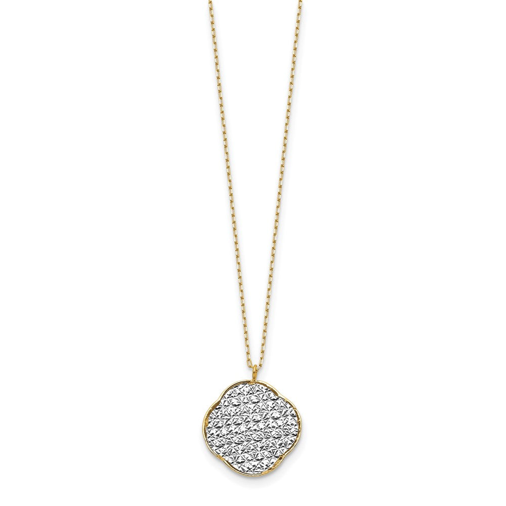 14K Bicolor Poliert Diamantiert Liebe Knoten Halskette
