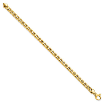 14K Gelbgold Poliert Panzer Gliederarmband