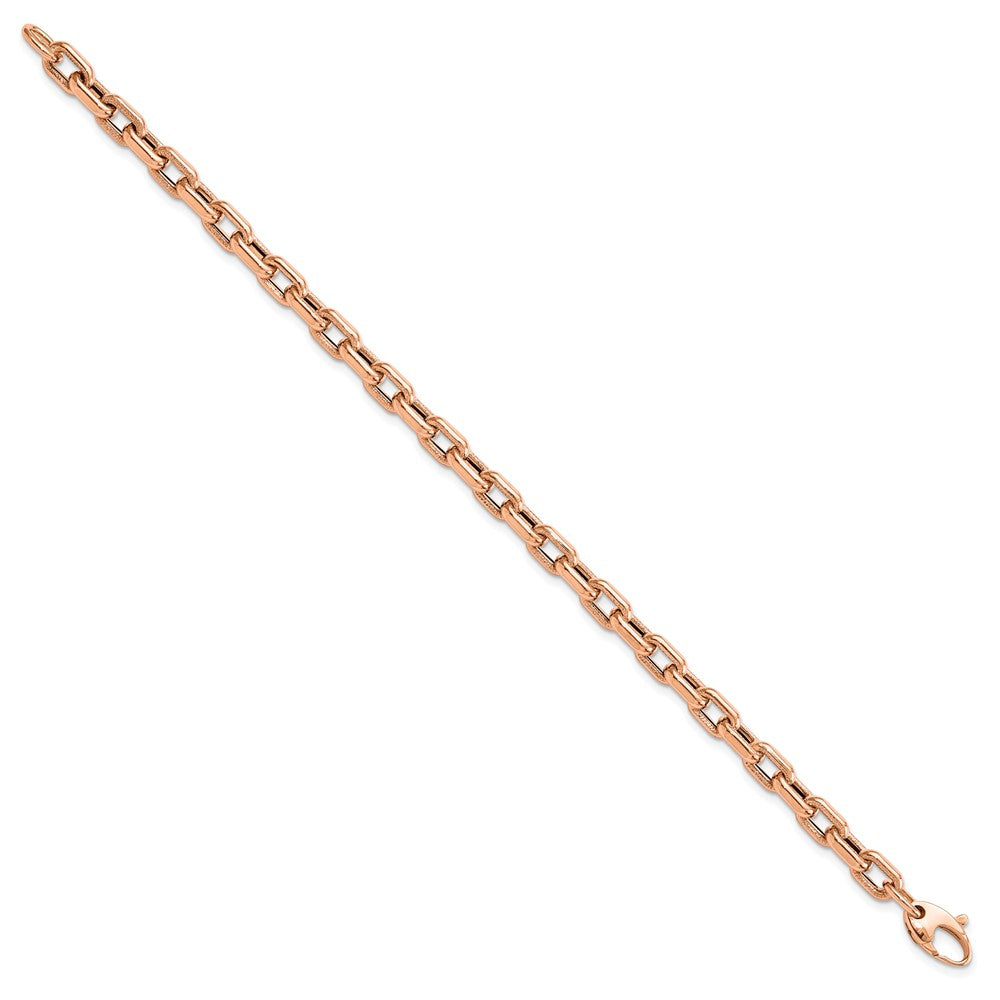 14K Roségold Poliert und Strukturiert Fantasieglieder Armband