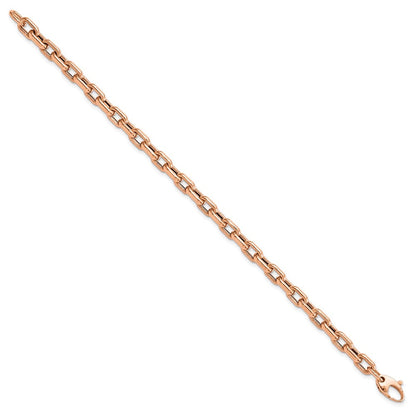 14K Roségold Poliert und Strukturiert Fantasieglieder Armband