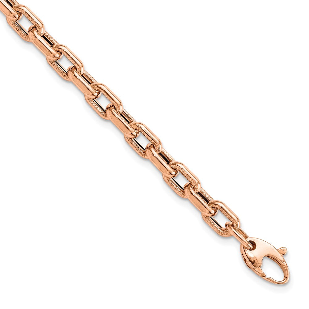 14K Roségold Poliert und Strukturiert Fantasieglieder Armband