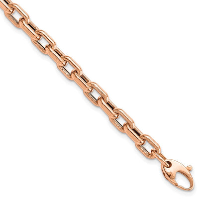 14K Roségold Poliert und Strukturiert Fantasieglieder Armband