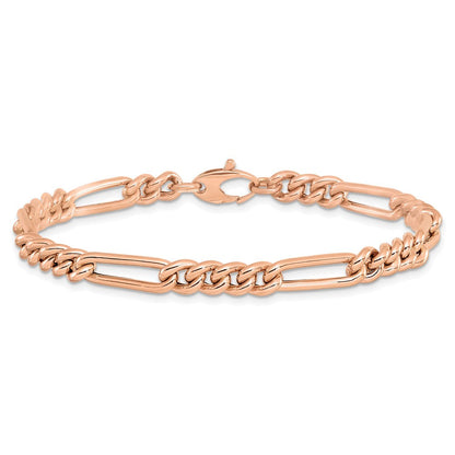 14K Roségold Poliert Figaro Glieder Armband