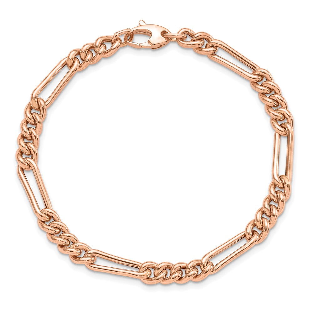 14K Roségold Poliert Figaro Glieder Armband