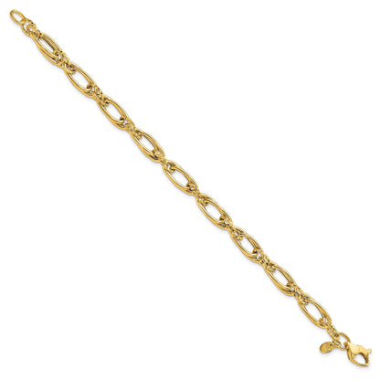 14K Gelbgold Poliert Diamantiert Fantasieglieder Armband