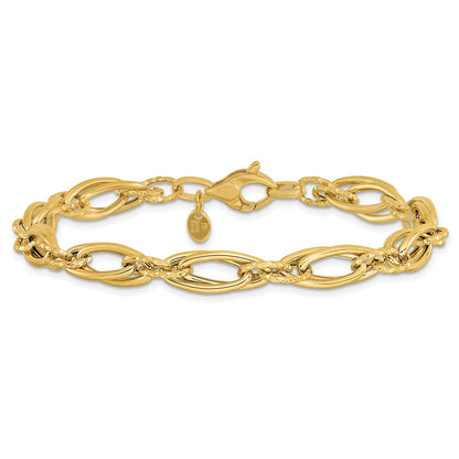 14K Gelbgold Poliert Diamantiert Fantasieglieder Armband