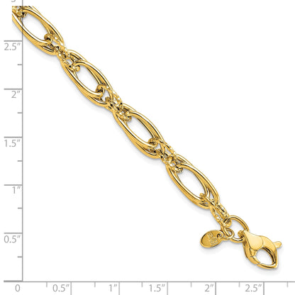 14K Gelbgold Poliert Diamantiert Fantasieglieder Armband