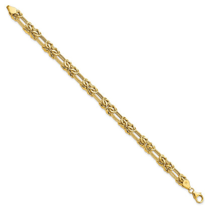 14K Gelbgold Poliert Strukturiert Fantasieglieder Armband