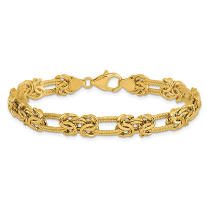 14K Gelbgold Poliert Strukturiert Fantasieglieder Armband