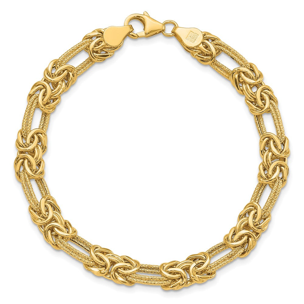 14K Gelbgold Poliert Strukturiert Fantasieglieder Armband