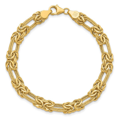14K Gelbgold Poliert Strukturiert Fantasieglieder Armband