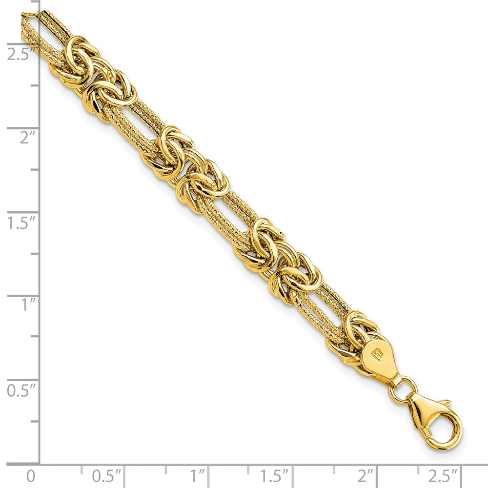 14K Gelbgold Poliert Strukturiert Fantasieglieder Armband