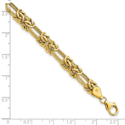 14K Gelbgold Poliert Strukturiert Fantasieglieder Armband