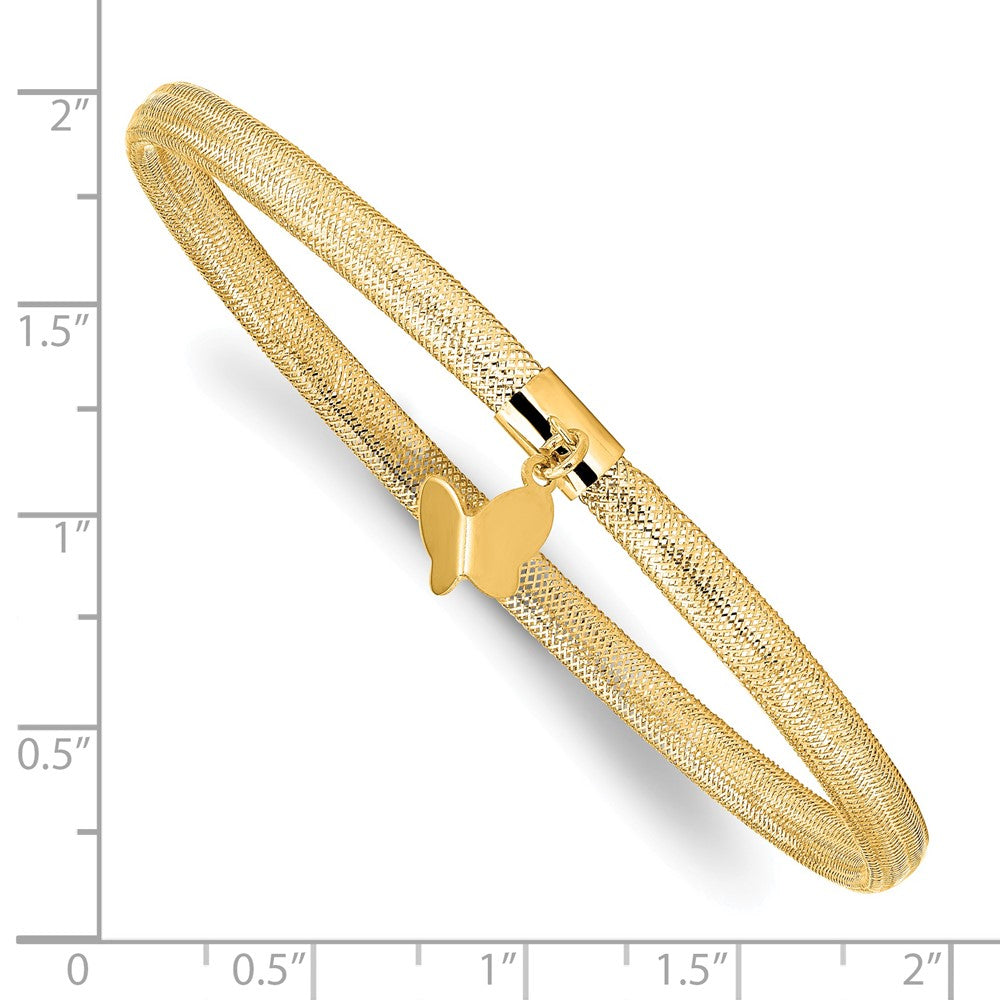 14K Gelbgold Poliert Schmetterling Dehnbar Armband