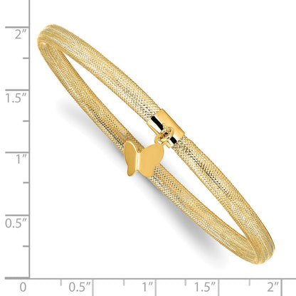 14K Gelbgold Poliert Schmetterling Dehnbar Armband