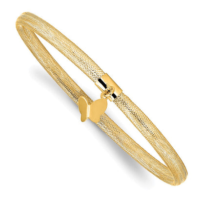 14K Gelbgold Poliert Schmetterling Dehnbar Armband
