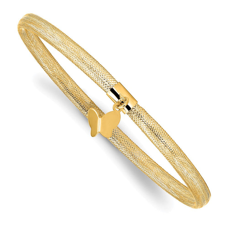 14K Gelbgold Poliert Schmetterling Dehnbar Armband