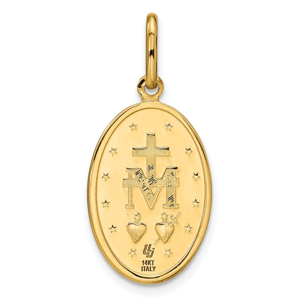 14K Gelbgold Poliert und Matt Oval Wundertätig Medaille